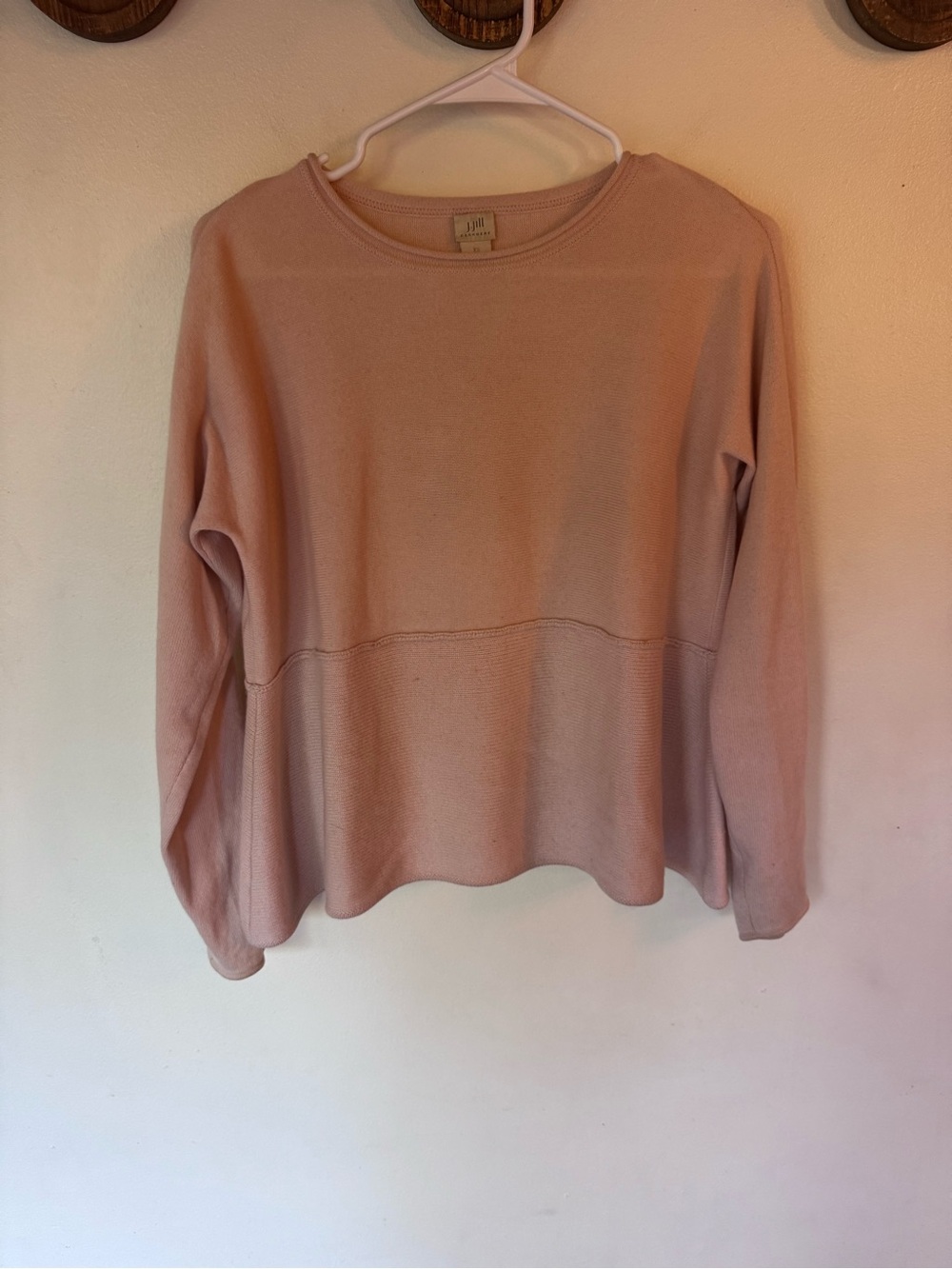 J. Jill 100% Cashmere Blush Pink oversized babydoll  sweater size XS